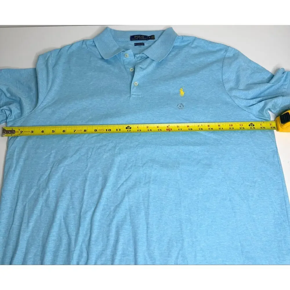 Polo Ralph Lauren Classic Fit Short Sleeve Polo Shirt Size XL Blue Yellow Logo